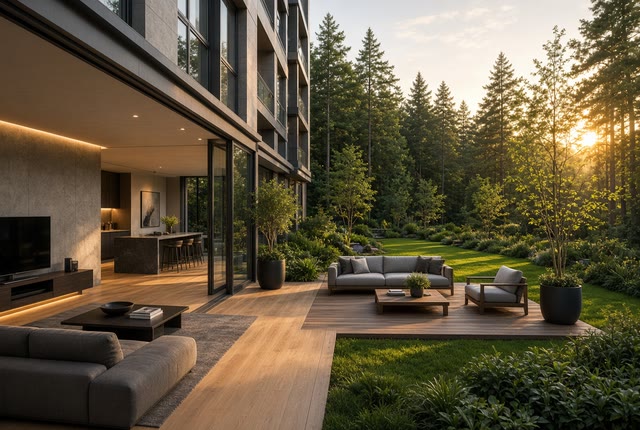 Lower-floor apartment with a terrace and its own landscaped garden