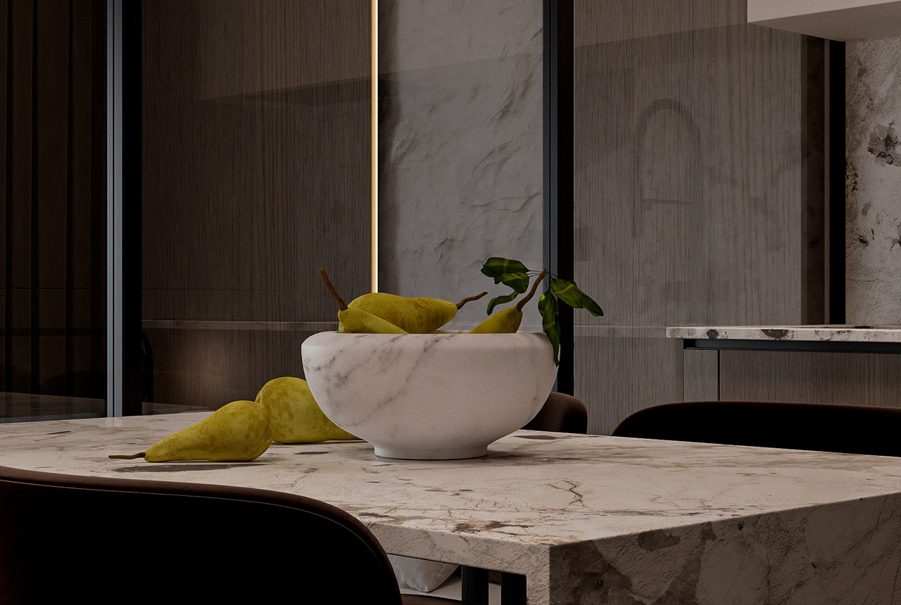 Marble kitchen island