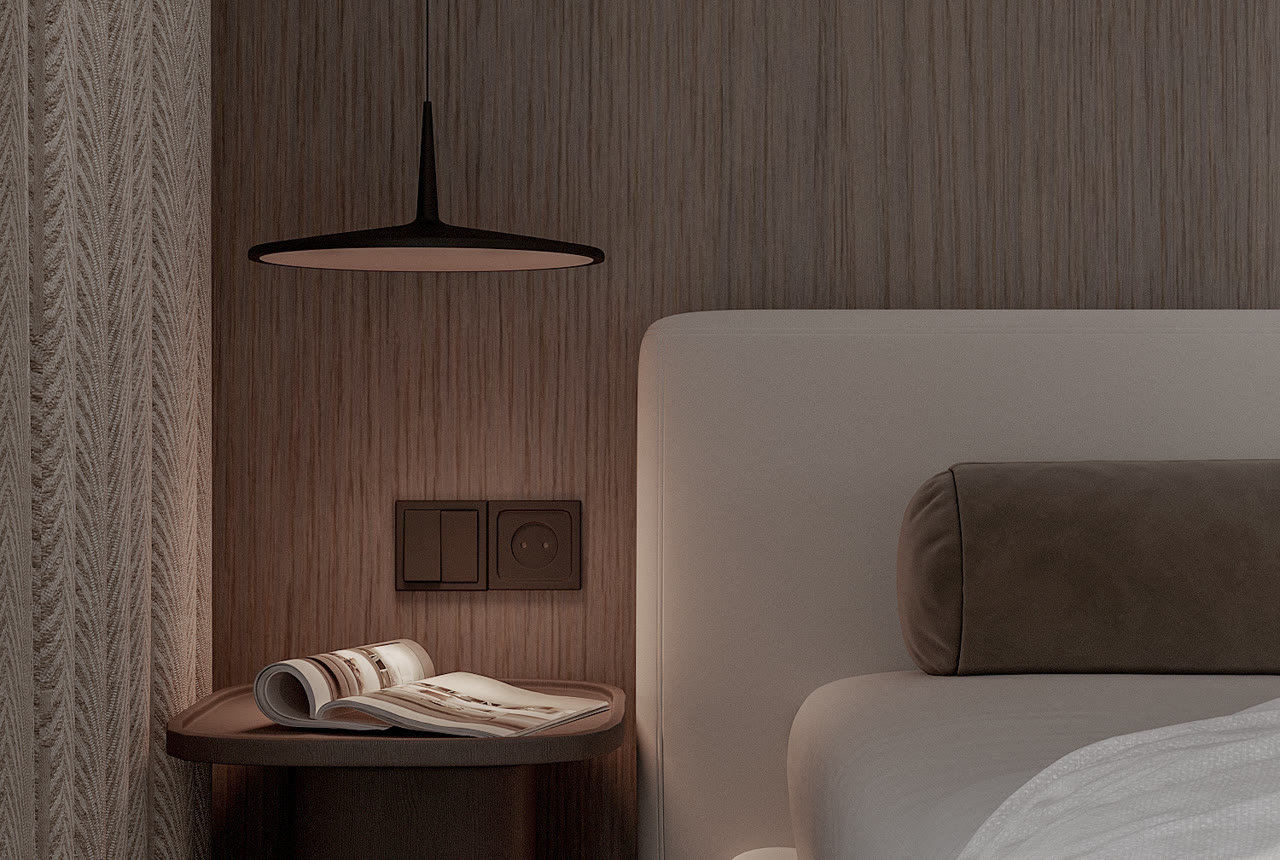 Bedside table with a lamp